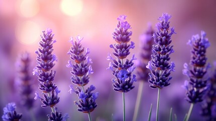 Naklejka premium Lavender field in sunset light
