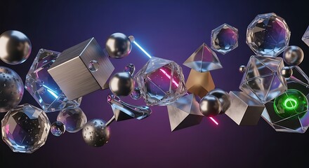 Abstract Geometric Shapes on Dark Background