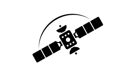 Satellite in Orbit Icon Design.