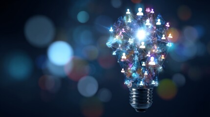 Enlightened learning: blueprints of intelligence and inspiration. Online network map. Creative intelligence in a tapestry of colors and light. Connected users illustration.