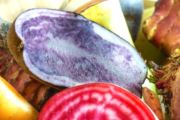 Gebackenes Wurzelgem&uuml;se, rote bete, aus dem backofen, rote bete verschiedene farben, urkarotte, rosmarin, wintergem&uuml;se 