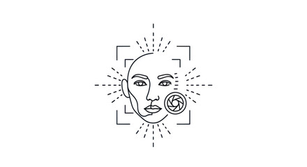 Linear Face Recognition Graphic Design with Geometric Frames.