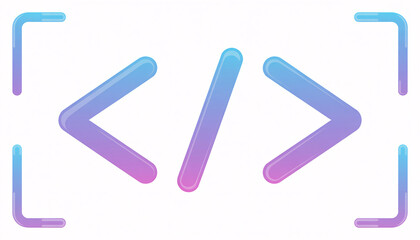 Coding symbols with gradient colors, isolated on white background