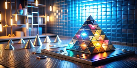 Illuminated Geometric Pyramid on Modern Surface with Cones