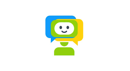 Smiling Chatbot Icon with Speech Bubbles.