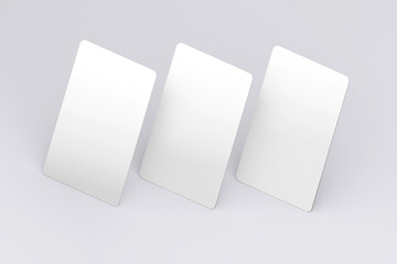 Rounded Corner Businesscard mockup（角丸名刺3枚モックアップ ｜ グレー背景）