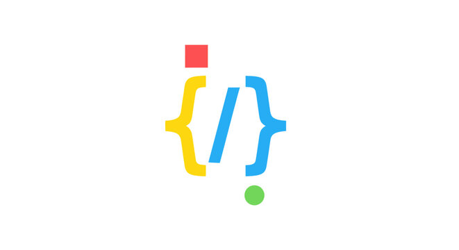 Colorful Abstract Coding Logo Design.