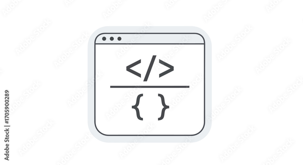 Aufkleber code window icon with angle brackets and curly braces.