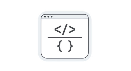 Code Window Icon with Angle Brackets and Curly Braces.