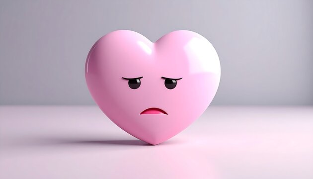 Pink heart-shaped emoticon with a neutral, slightly disappointed facial expression