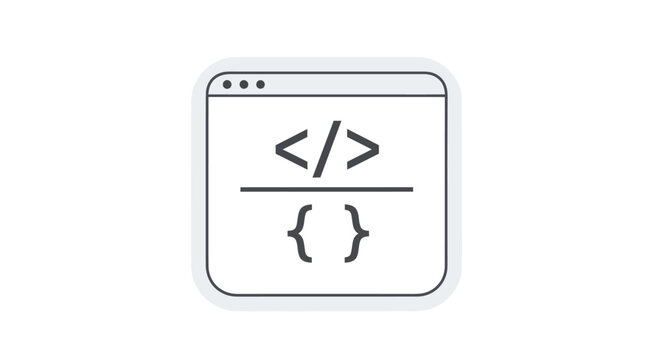 Code Window Icon with Angle Brackets and Curly Braces.