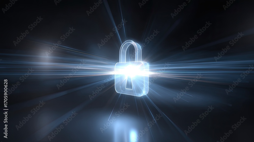 Poster futuristic digital lock symbolizing online security and protection in a high-tech environment with l