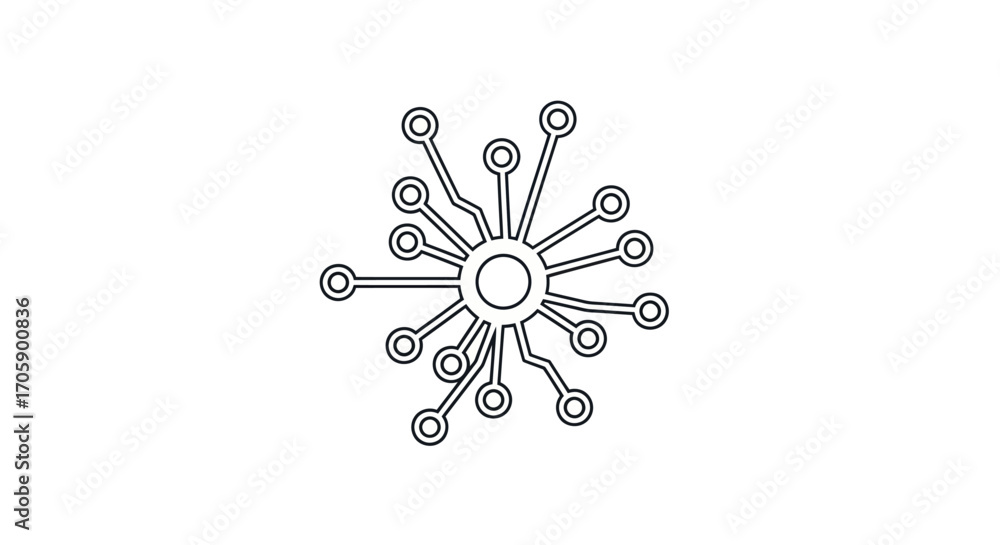 Aufkleber abstract radial network of interconnected nodes and lines.