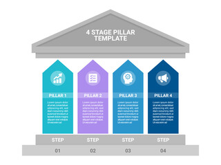 Pillar Diagram Infographic Template Stages Business Strategy Concept Chart