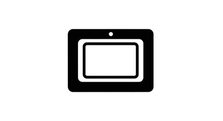 Simple Black and White Tablet Computer Icon Design.