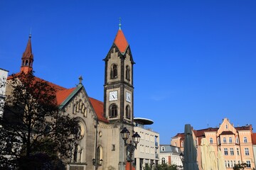 Obraz premium Architecture of Rynek main square in Tarnowskie Gory city in Poland.