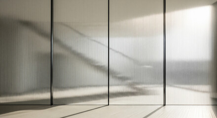 Architectural Fluted Glass Wall with Sunlight