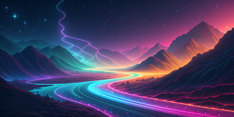 Abstract Cosmic Light Burst with Vibrant Colors and Ethereal Glow