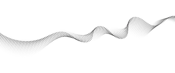 Natural flowing Dot Wave halftone gradient pattern on transparent background
