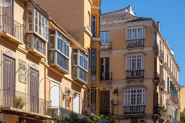 Malaga, Andalusia, Spain. 4 September 2025. Historic residential buildings