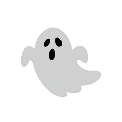 Cartoon ghost character with surprised expression floating against a transparent background