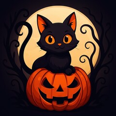 Fototapeta premium halloween pumpkin with bats