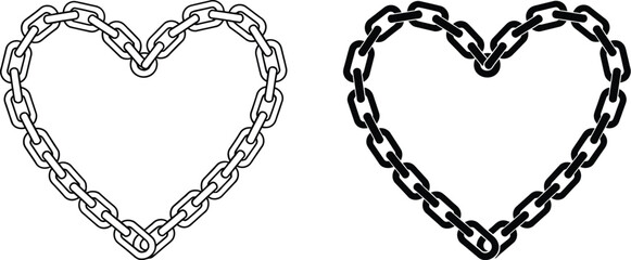 Strong heart shape formed by interlocking metal chain links, symbolizing love and connection.