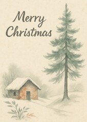 Fototapeta premium Cozy winter scene illustration.