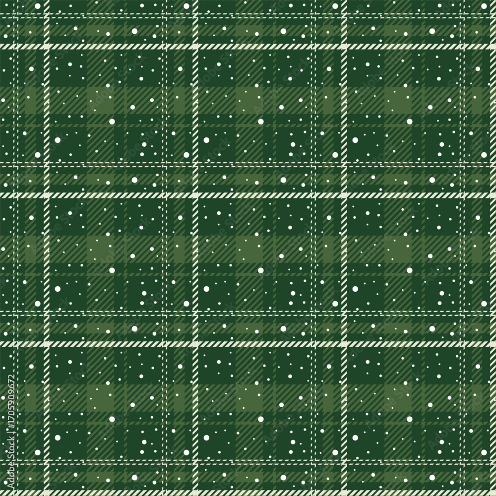 Sticker plaid with twill weave with white snow repeat pattern.checkered tartan gingham seamless pattern in g