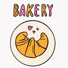 Bakery logo with croissant, minimalist pastry emblem design