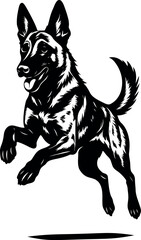 Belgian Malinois Dog Silhouette Jumping