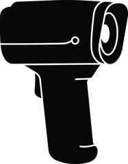 Black silhouette of a vintage handheld thermometer or measuring device vector illustration © @ahmedmaynul