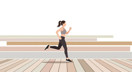 Fototapeta premium Energetic Woman Running Outdoors Depicted In a Contemporary Sport Illustration