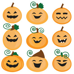 Set of Halloween pumpkin smiles