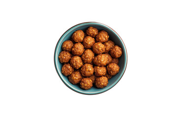 Delicious laddu sweet balls in blue bowl, indian festive dessert, traditional mithai, food photography, isolated on transparent background