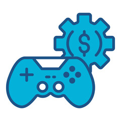 Video Game Icon In Blue Monochrome Flat Design, Vector Illustration
