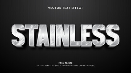 editable text effect stainless 3d style premium vector