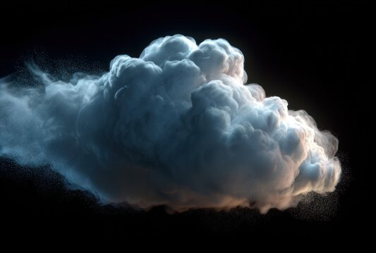 Fluffy, detailed cloud formation against a dark, enveloping background with hints of color, rendering a mystical and ethereal atmosphere - Powered by Adobe