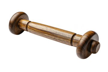 Wooden dumbbell barbell exercise weight training fitness equipment gym workout tool isolated on transparent background
