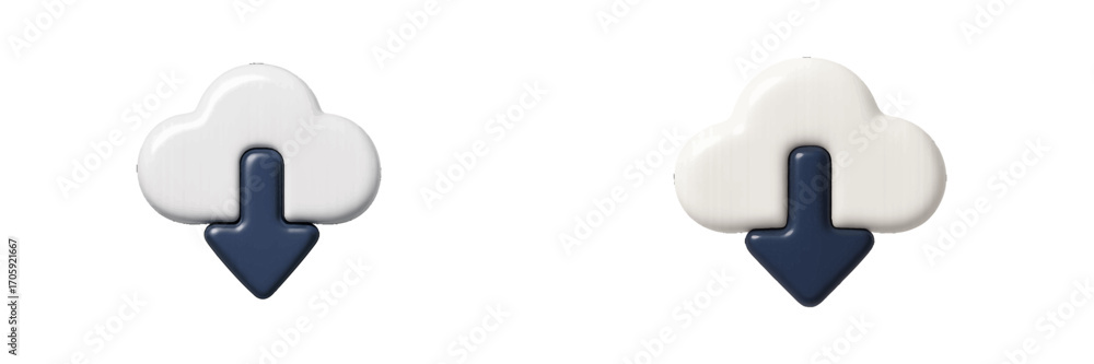 Poster set of glossy download icons with cloud and arrow for web interface and application design on a clea