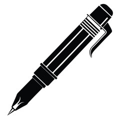 Black writing implement showcases a bold, recognizable silhouette with a distinct cap and clip feature