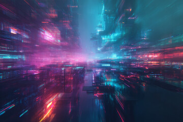 Vibrant abstract digital cityscape &mdash; a glimpse into a futuristic realm

