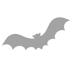 A simple grey bat silhouette against a black background silhouette