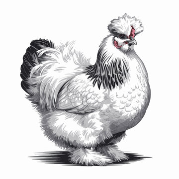 Silkie Chicken Vector Illustration