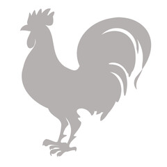 A striking grey silhouette of a proud rooster standing tall silhouette