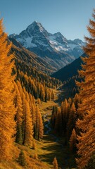 [golden autumn trees in alpine valley mobile wallpaper]