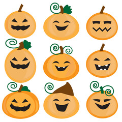 Set of Halloween pumpkin smiles