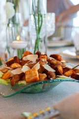 Caesar salad with croutons and parmesan cheese