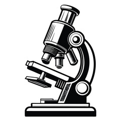 A monochrome microscope stands ready for scientific exploration and meticulous analysis within the laboratory setting