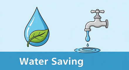 Water Saving Concept with Drop and Faucet